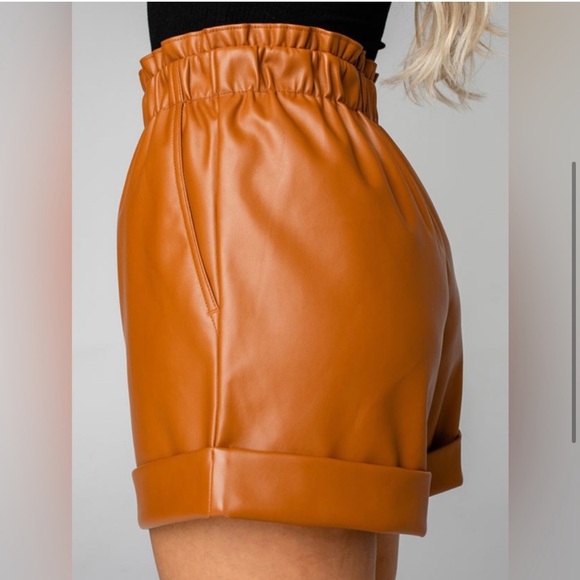 NWT buddy love Peyton Mocha Vegan Leather Shorts - size XS - Picture 3 of 8